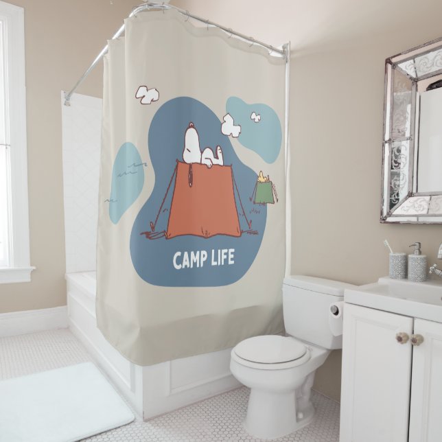 Rideaux De Douche cacahuètes | Snoopy & Woodstock Camp Life (En situation)