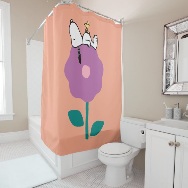 Rideaux De Douche cacahuètes | Snoopy & Woodstock Flower Whististle (En situation)