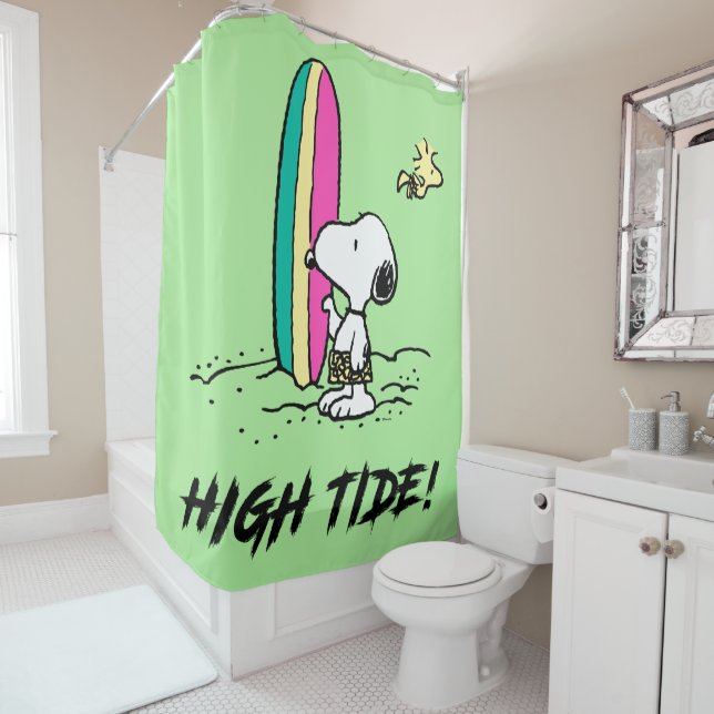 Rideaux De Douche cacahuètes | Snoopy & Woodstock High Tide (En situation)