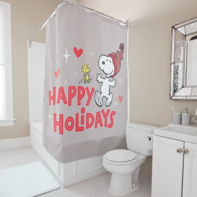 Rideaux De Douche cacahuètes | Snoopy & Woodstock Joyeuses Fêtes (En situation)