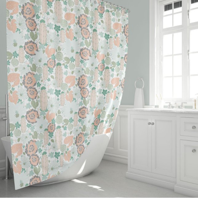 Rideaux De Douche Cactus Coral Motif (Créateur téléchargé)