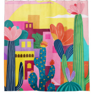 Rideaux De Douche Cactus Town