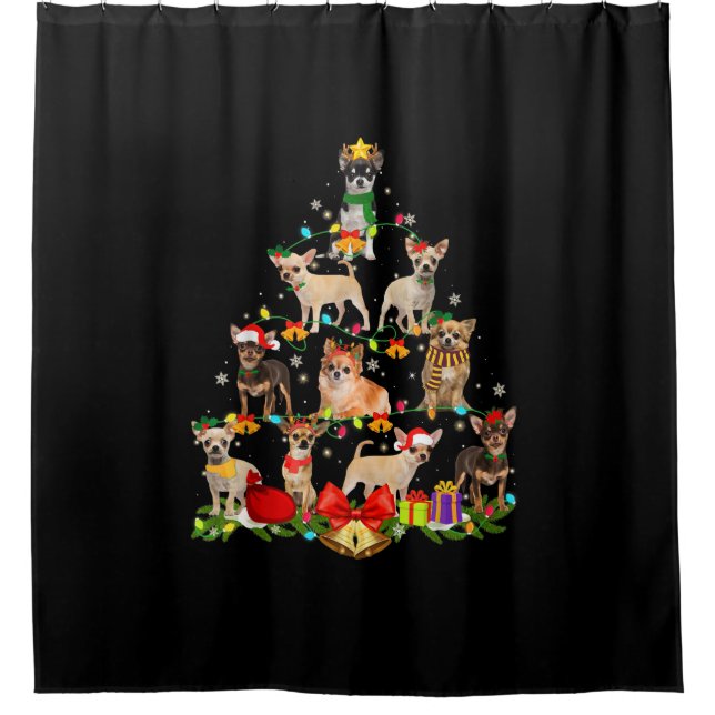 Rideaux De Douche Cadeaux Amoureux de les chiens Chihuahua Arbre Lum (Devant)