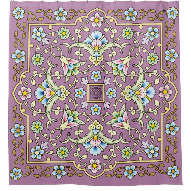 Rideaux De Douche Cadre floral arabe. Conception islamique tradition (Devant)