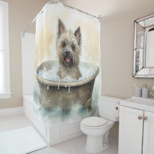 Rideaux De Douche Cairn Terrier Dans Baignoire Aquarelle Chien Art