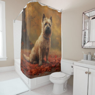 Rideaux De Douche Cairn Terrier dans les feuilles d'automne qui tomb