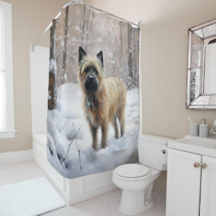 Rideaux De Douche Cairn Terrier Qu'Il Neige Noël
