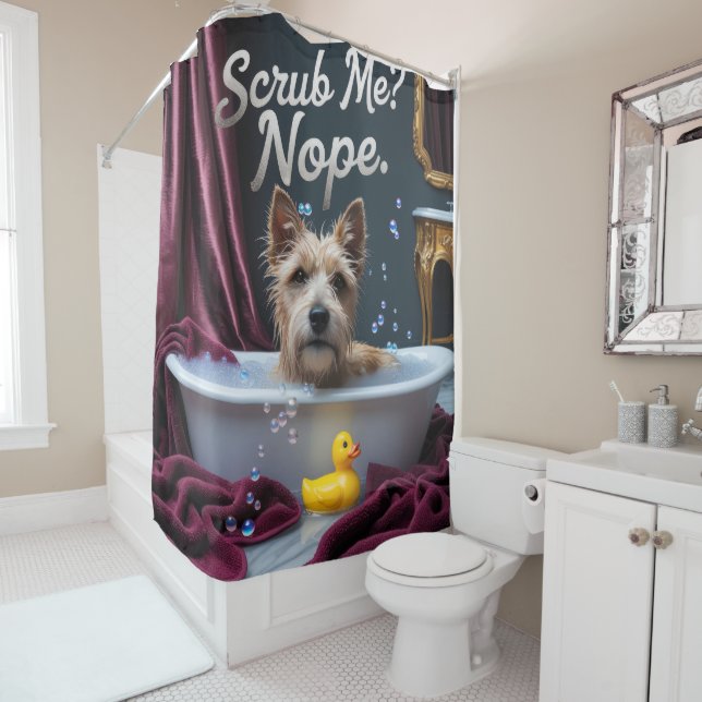 Rideaux De Douche Cairn Terrier Sloppy Sleepy Cute Funny (En situation)