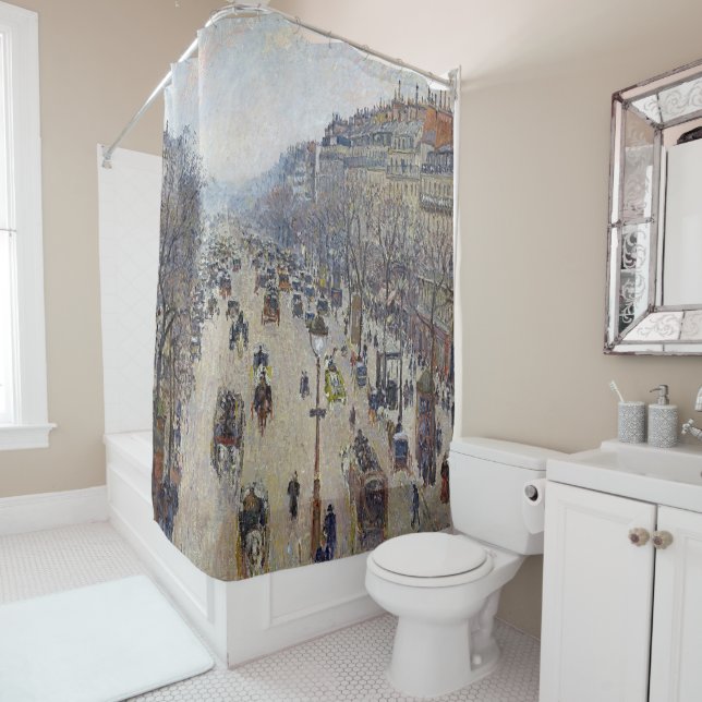 Rideaux De Douche Camille Pissarro - Boulevard Montmartre, matin (En situation)