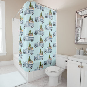 Rideaux De Douche Camion de Noël avec de mignons animaux Motif