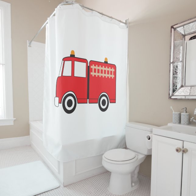 Rideaux De Douche Camion feu rouge (En situation)