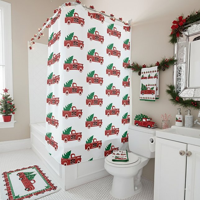 Rideaux De Douche Camion rouge et arbre (Créateur téléchargé)