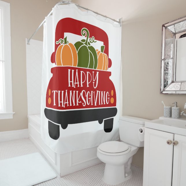 Rideaux De Douche Camion Thanksgiving (En situation)
