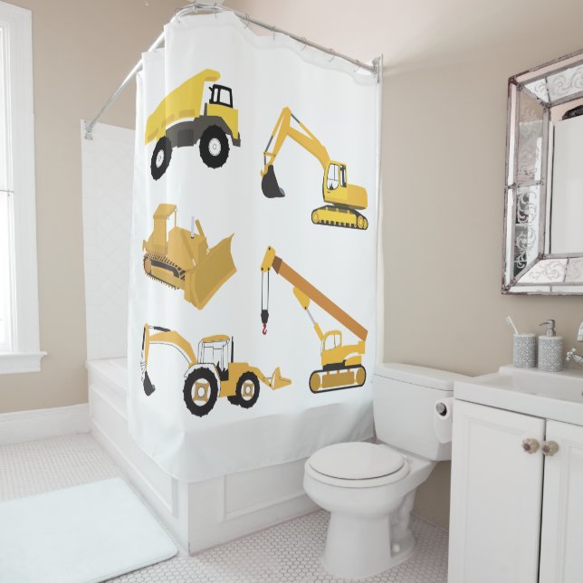 Rideaux De Douche Camions de construction (En situation)