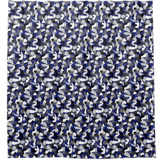 RIDEAUX DE DOUCHE CAMO BLEU PROFOND (Devant)