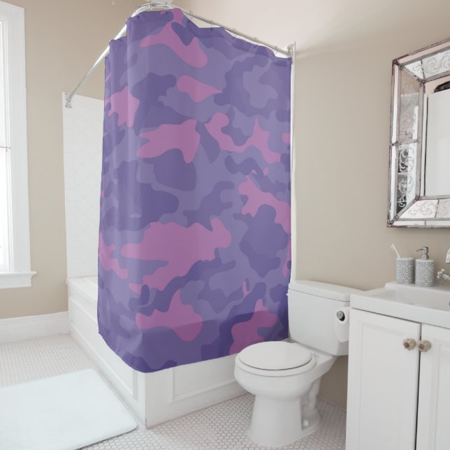 Rideaux De Douche Camo violet défraîchi (En situation)