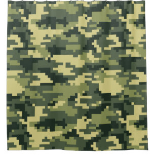 Rideaux De Douche Camouflage numérique en bois à 8 bits / Camo