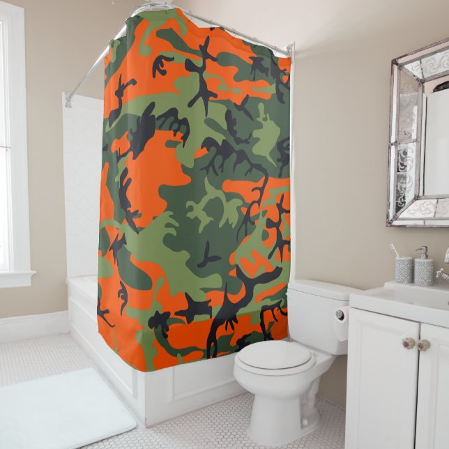 Rideaux De Douche Camouflage orange et vert, Militaire, Armée (En situation)