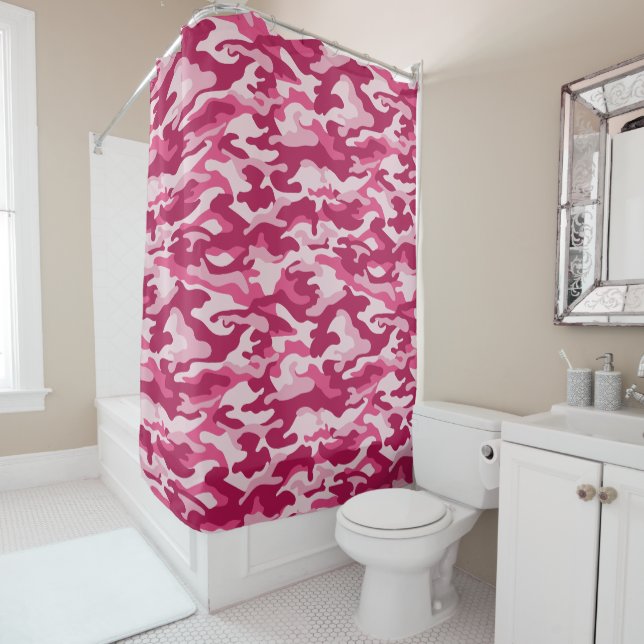 Rideaux De Douche Camouflage rose (En situation)