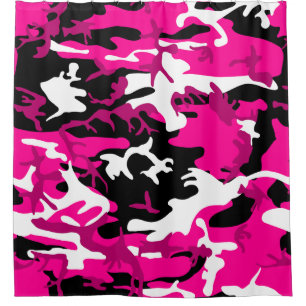 Rideaux De Douche camouflage rose chaud noir blanc camo