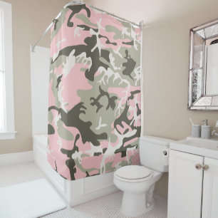 Rideaux De Douche Camouflage rose et vert, Militaire, Armée
