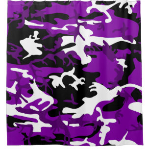 Rideaux De Douche camouflage violet noir blanc camo