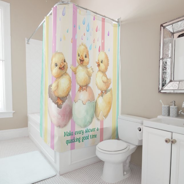 Rideaux De Douche Canard en caoutchouc personnalisé  Étanche (En situation)
