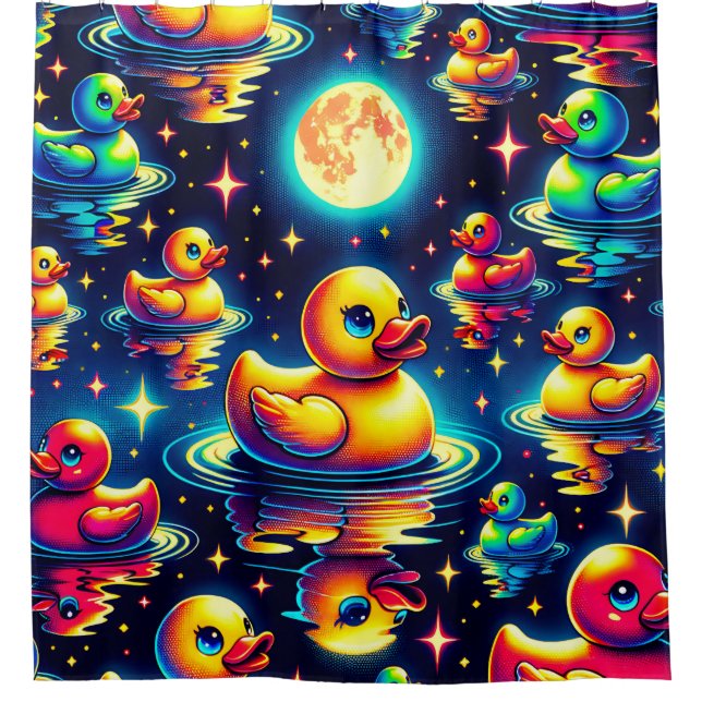 Rideaux De Douche "Canards Lune Du Milieu Du Siècle" (Devant)