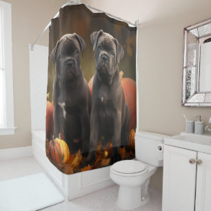Rideaux De Douche Cane Corso Chiot Automne Citrouille de plaisir