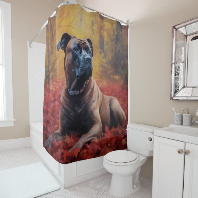 Rideaux De Douche Cane Corso en automne Feuilles automne Inspire (En situation)