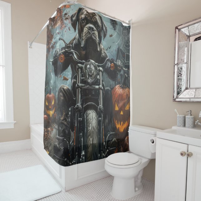 Rideaux De Douche Cane Corso équitation Moto Halloween Effrayant (En situation)