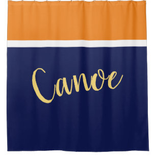 Rideaux De Douche CANOE Stylish Navy Bleu Blanc Orange Bloc de Coule