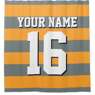 Rideaux De Douche Cantaloupe Orange Charcoal Sports Jersey Stripe