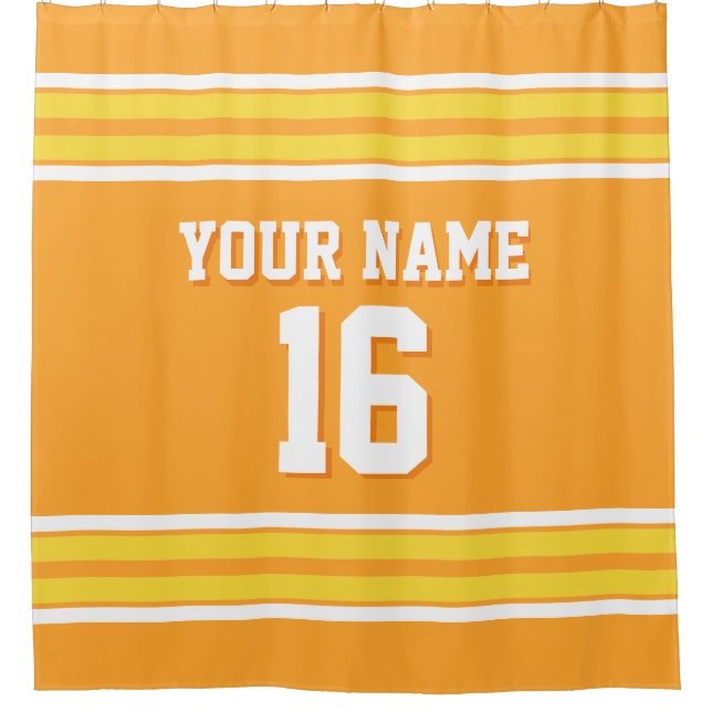 Rideaux De Douche Cantaloupe Orange Jaune Bleu Balais Sport Jersey (Devant)