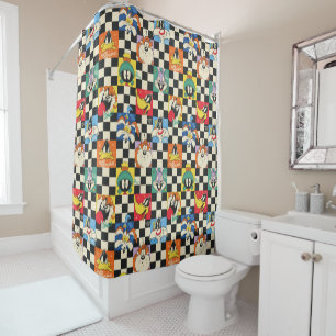 Rideaux De Douche Caractères LOONEY TUNES™ sur Checker noir et blanc