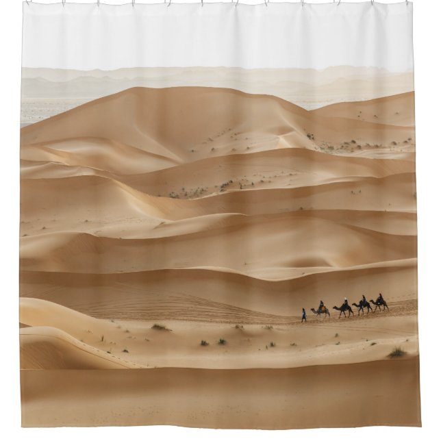 Rideaux De Douche Caravane en chameau, coucher du soleil du Sahara,  (Devant)