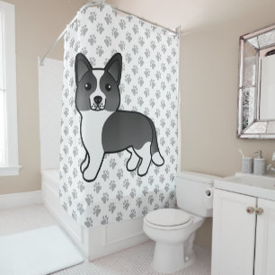 Rideaux De Douche Cardigan noir et blanc Corgi Welsh Cartog