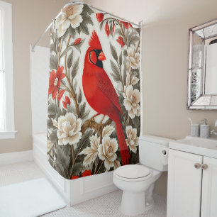Rideaux De Douche Cardinal du Nord Oiseau Belle Flore