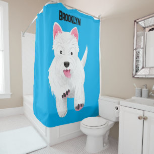 Rideaux De Douche Caricature blanche de terrier de l'ouest