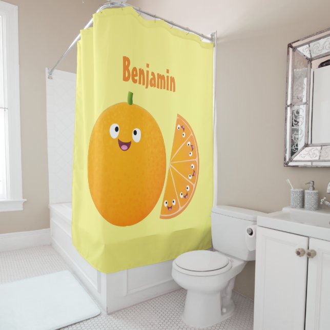 Rideaux De Douche Caricature d'agrumes d'orange (En situation)