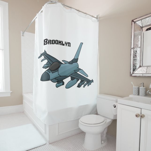 Rideaux De Douche Caricature d'avion de chasse militaire (En situation)