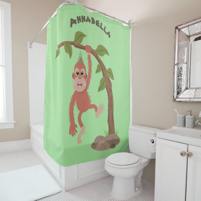 Rideaux De Douche Caricature de bébé orangoutan joyeux (En situation)