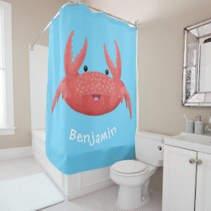 Rideaux De Douche Caricature de crabe rouge cuite