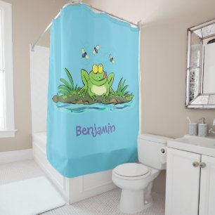 Rideaux De Douche Caricature de grenouille vert mignon