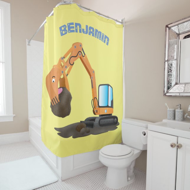 Rideaux De Douche Caricature de la pelle orange (En situation)
