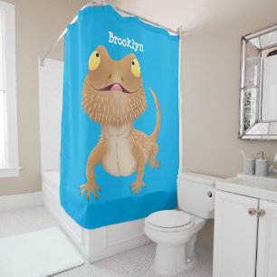 Rideaux De Douche Caricature de lézard de dragon à barbe