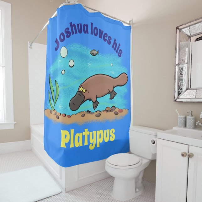 Rideaux De Douche Caricature de natation de Cute platypus (En situation)