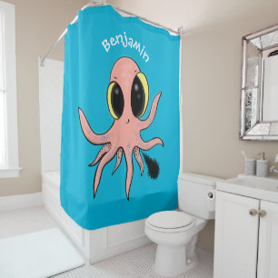 Rideaux De Douche Caricature de poulpe de bébé mignonne et cheeky
