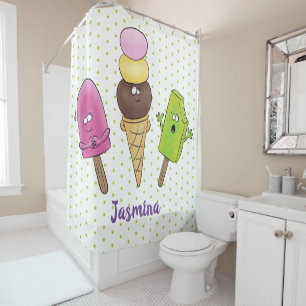 Rideaux De Douche Caricature drôles de glace popsicle dessin animé t
