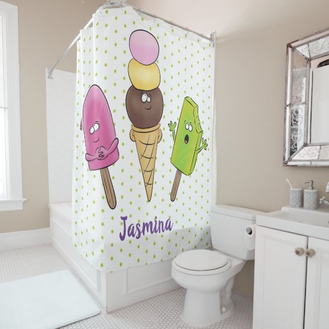 Rideaux De Douche Caricature drôles de glace popsicle dessin animé t (En situation)
